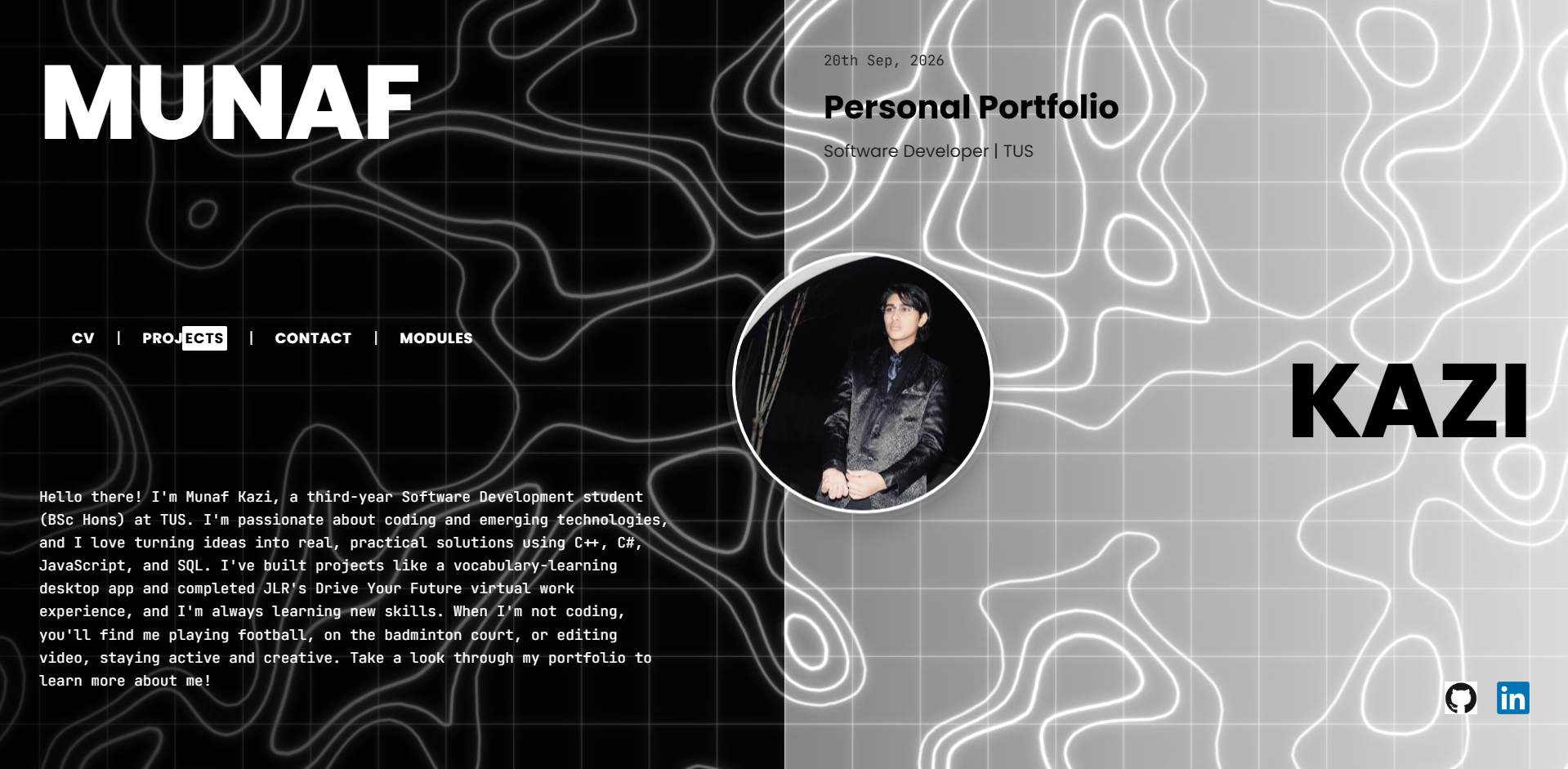 Screenshot of the portfolio website project